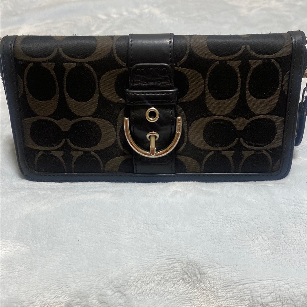 Coach Black Wallet with Distinctive Pattern and converter chain